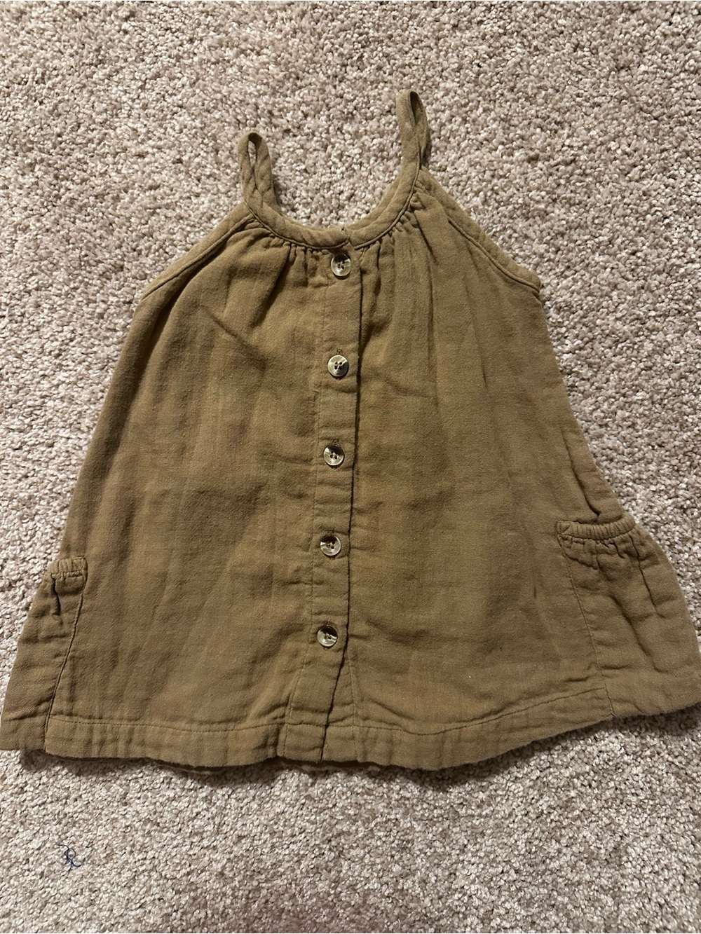 kate quinn Olive Green Button-Front Baby Dress